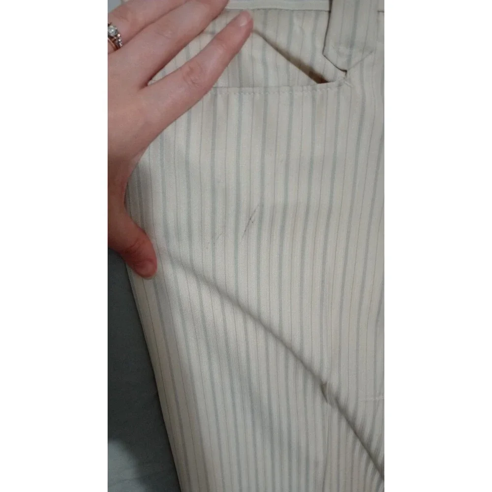 Vintage NOS Twinstone Western Yoke Rockabilly Suit 44/30 Ivory & Blue Stripe